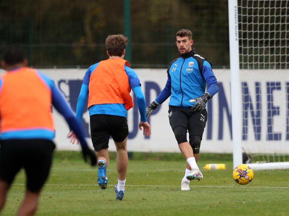 Alex Palmer on the ball in training 