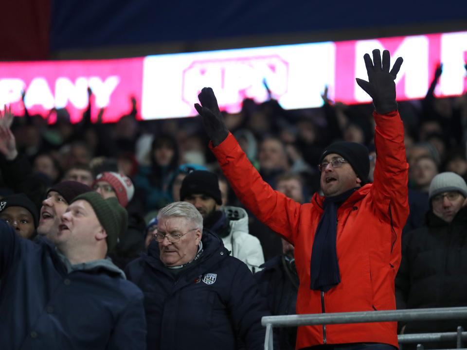 Albion supporters in the crowd at the Cardiff City Stadium