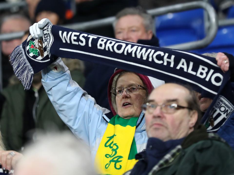 Albion supporters in the crowd at the Cardiff City Stadium