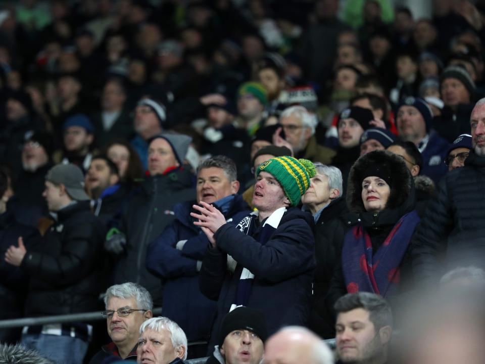 Albion supporters in the crowd at the Cardiff City Stadium