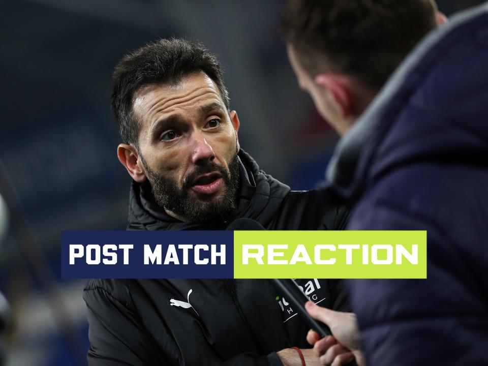 Carlos Corberán is interviewed after Albion's win against Cardiff