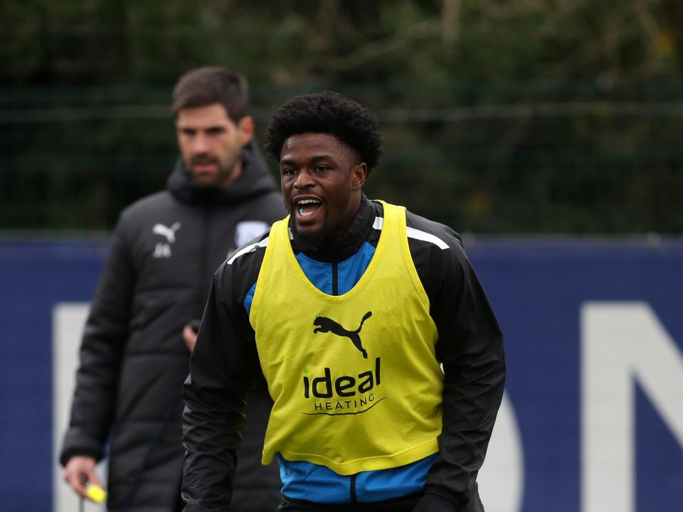 Josh Maja in training screaming for the ball