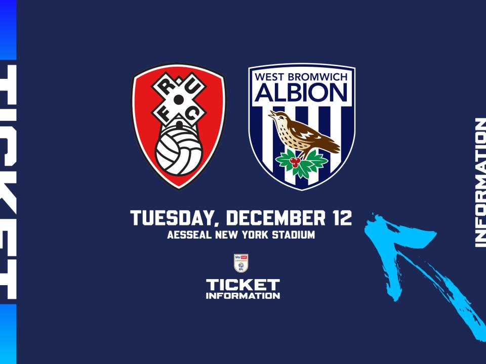 Rotherham United and Albion badges on the ticket graphic 