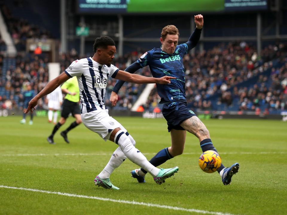 Grady Diangana attempts a cross against Stoke