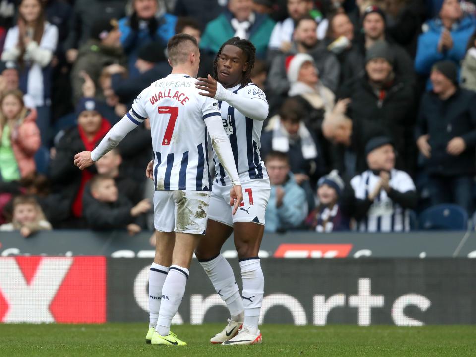 Brandon Thomas-Asante celebrates scoring against Stoke with his team-mates