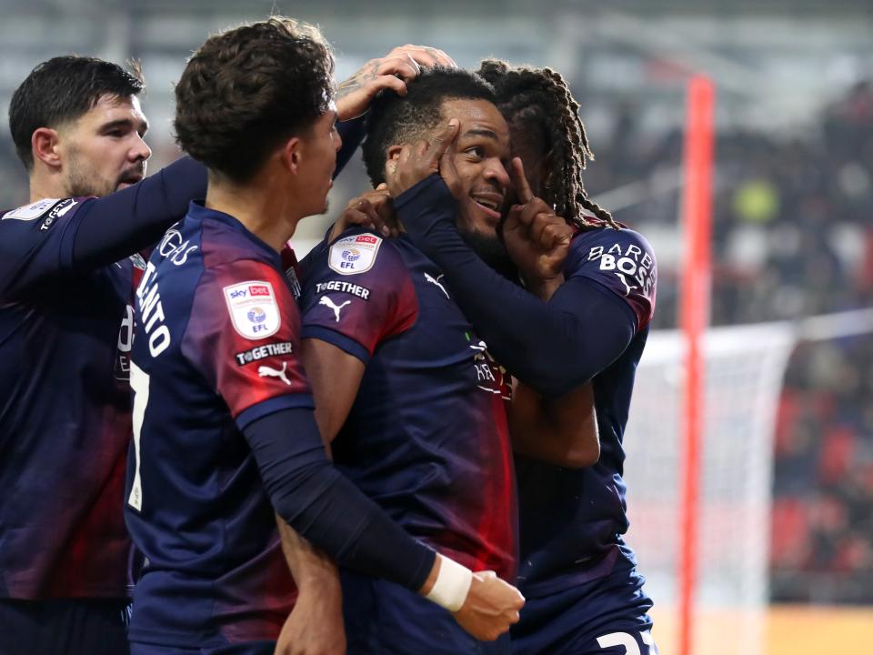 Grady Diangana celebrates scoring against Rotherham with his team-mates