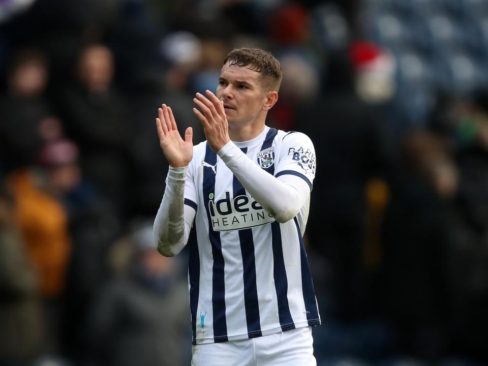 Conor Townsend applauds supporters after the Stoke game