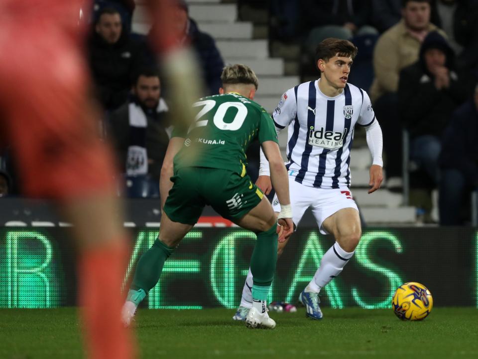 Tom Fellows on the ball against Norwich