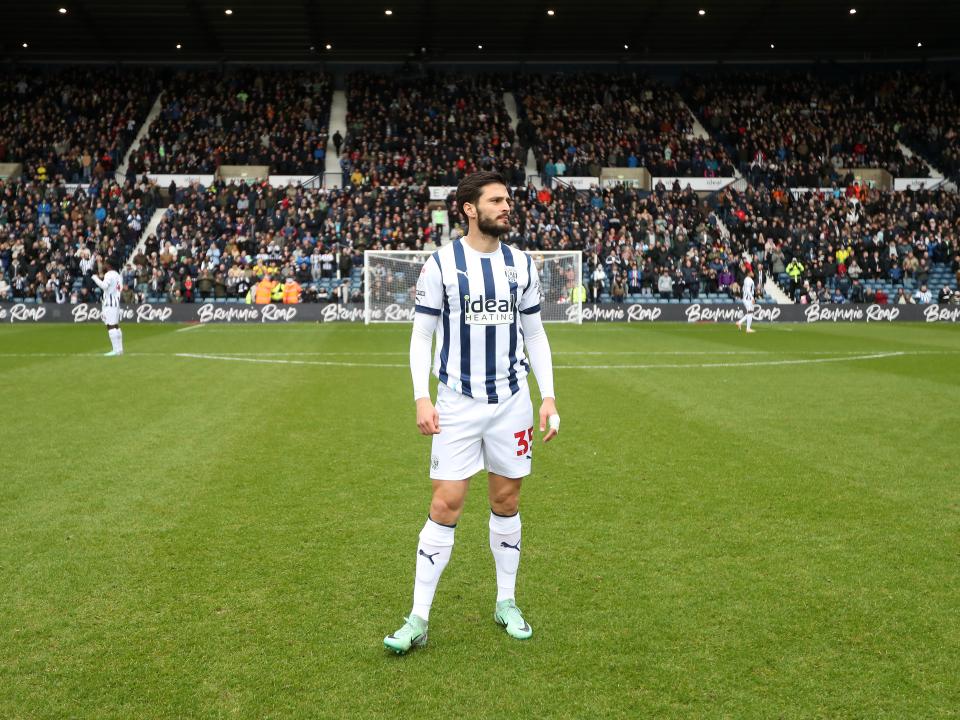 Okay Yokuslu on the pitch at The Hawthorns ahead of kick-off against Stoke