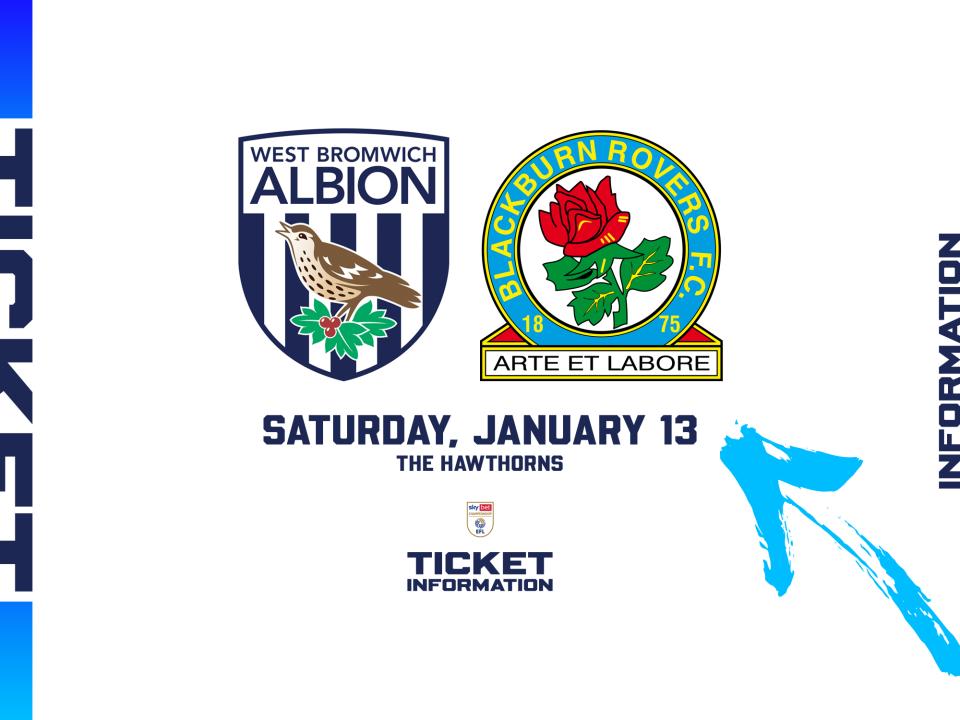 A ticket graphic displaying information for Albion's game against Blackburn