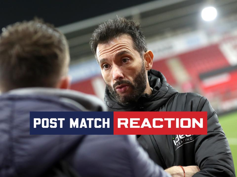 Carlos Corberán is interviewed after Albion's win against Rotherham