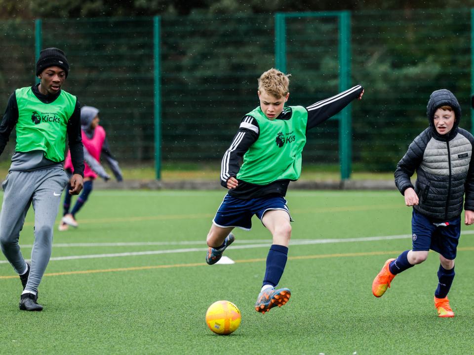 Player in action for striking the ball