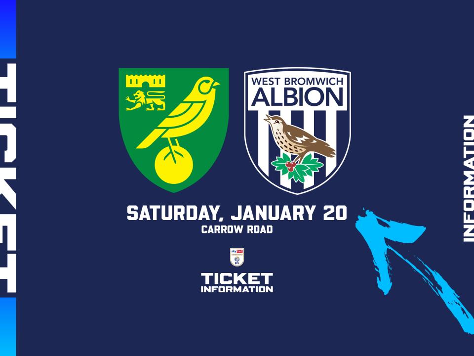 A ticket graphic displaying information for Albion's game at Norwich