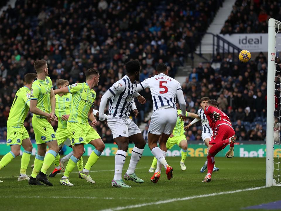 Tom Fellows scores at the back post against Blackburn 