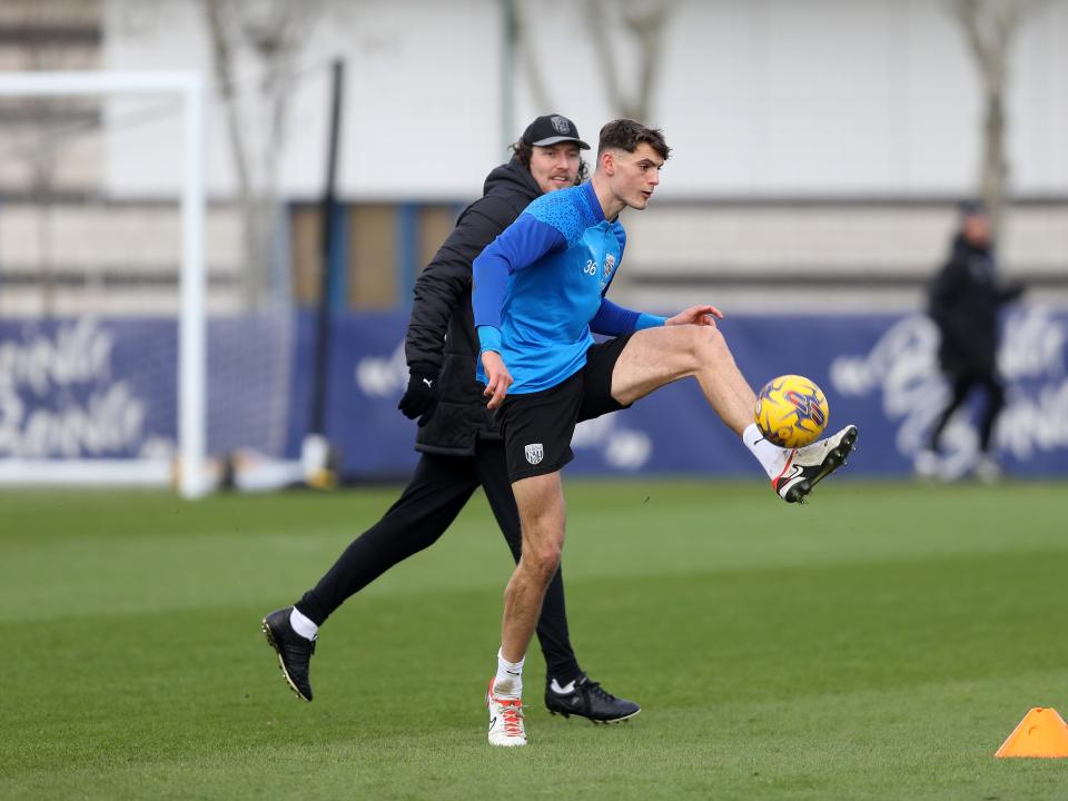Caleb Taylor on the ball in training 
