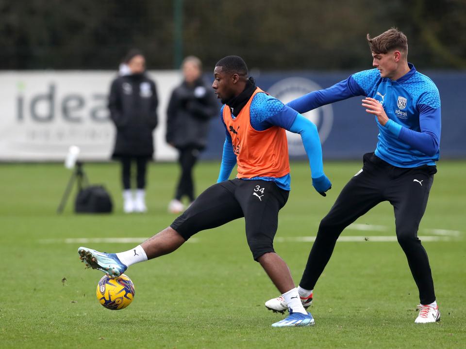 Albion players in training ahead of the clash with Blackburn Rovers.