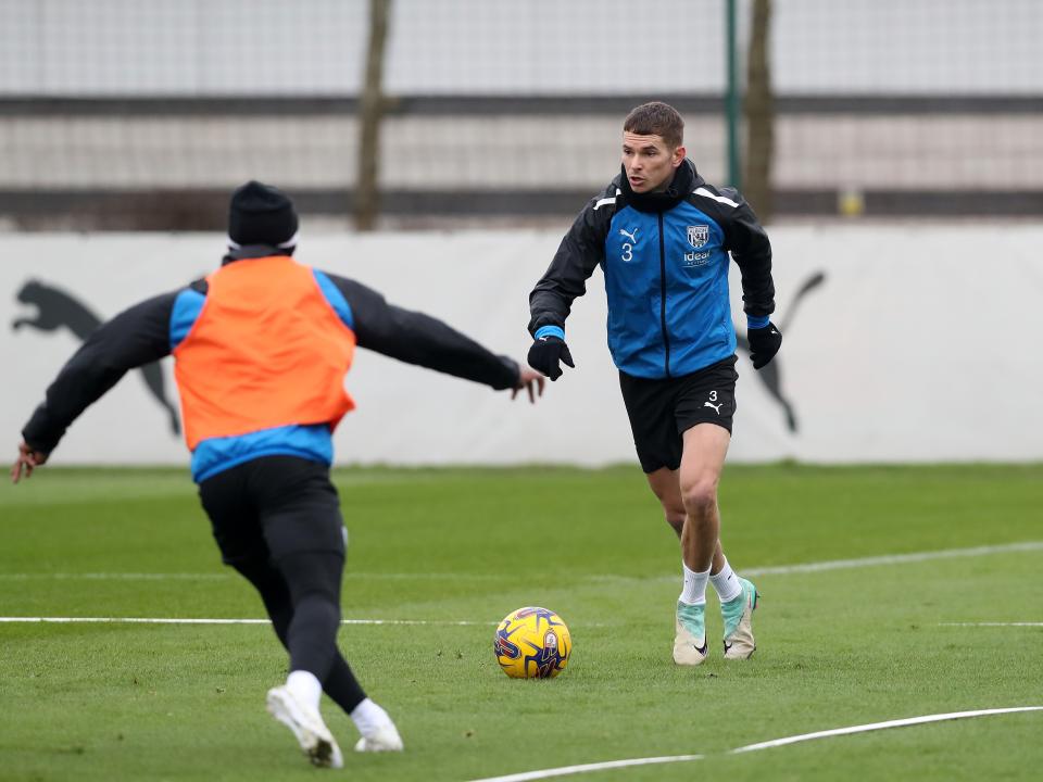 Albion players in training ahead of the clash with Blackburn Rovers.