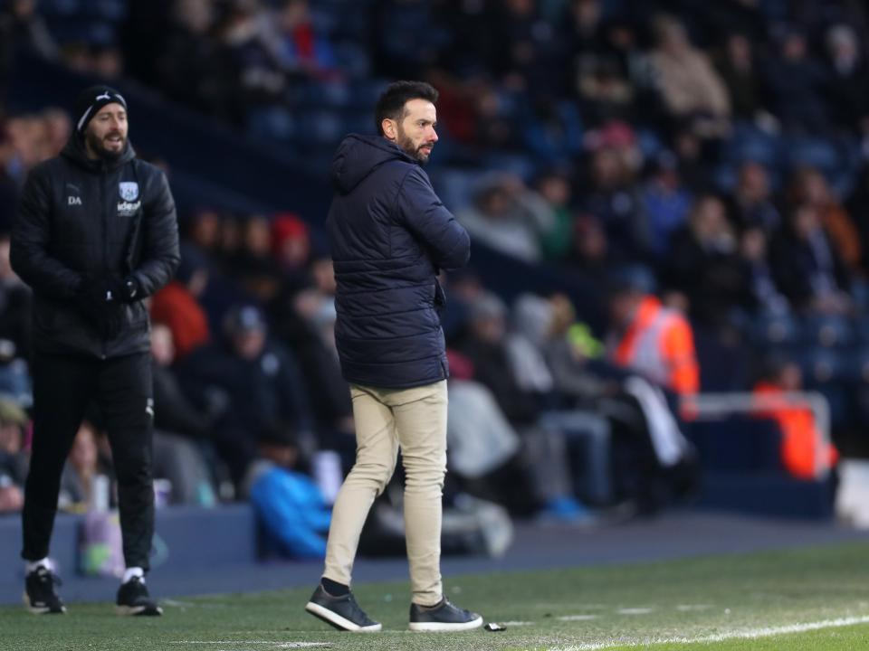 Carlos Corberán on the touchline against Aldershot
