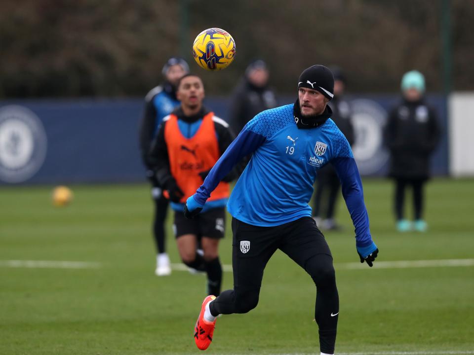 Albion players in training ahead of the clash with Blackburn Rovers.