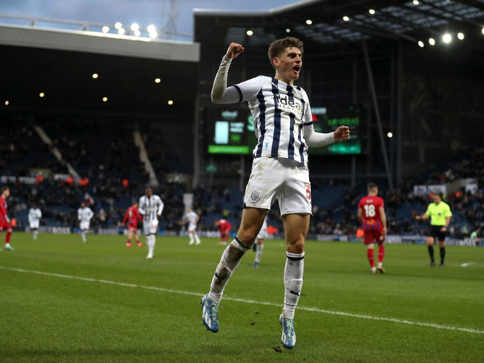 Tom Fellows celebrates scoring against Aldershot