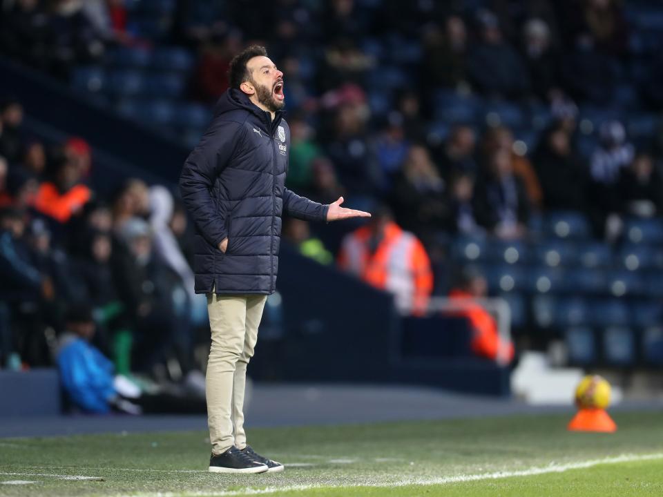 Carlos Corberán on the touchline against Aldershot