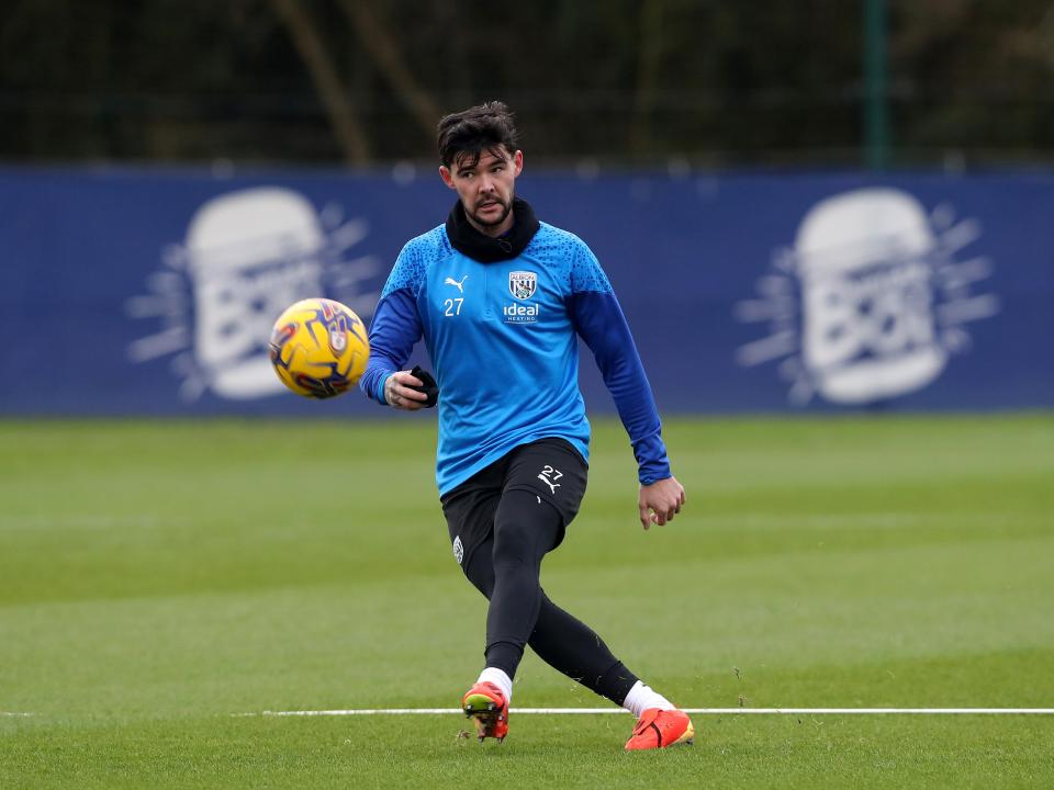 Albion players in training ahead of the clash with Blackburn Rovers.