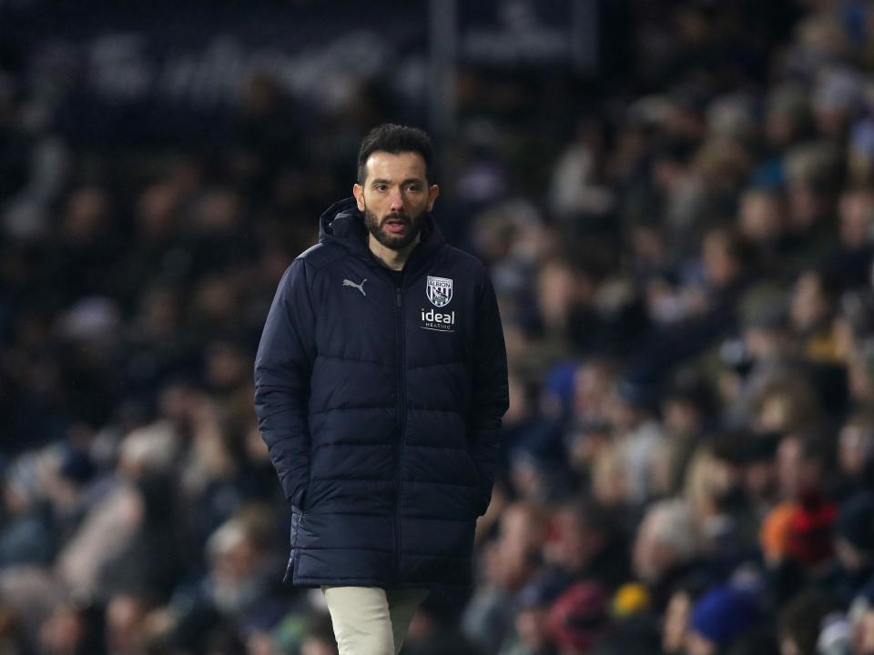 Carlos Corberán on the touchline at The Hawthorns against Blackburn 