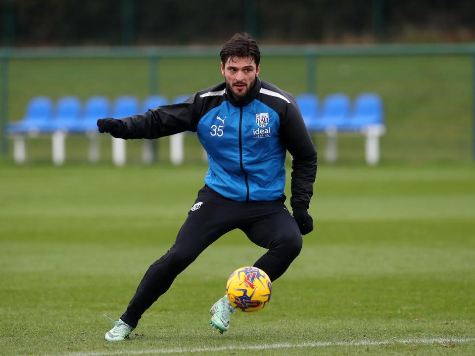 Albion players in training ahead of the clash with Blackburn Rovers.