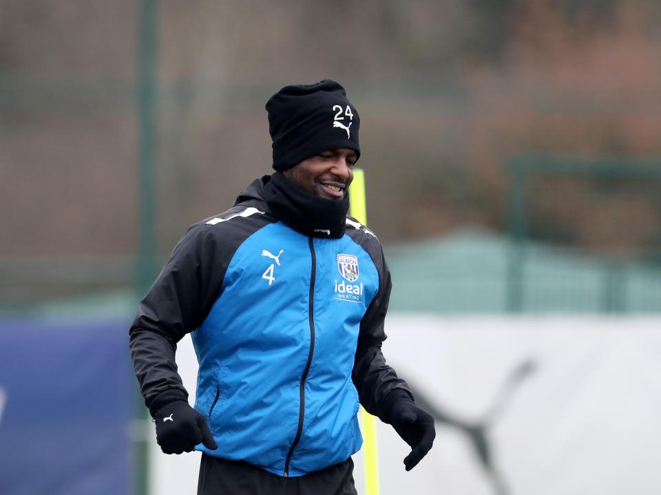 Albion players in training ahead of the clash with Blackburn Rovers.