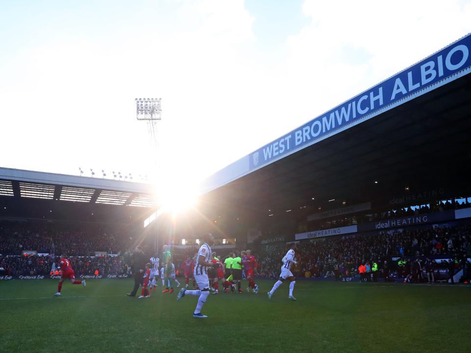 Albion players on the pitch ahead of kick-off against Aldershot