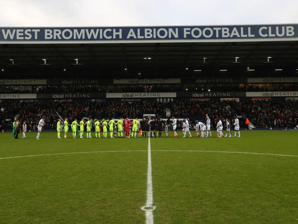 Albion and Blackburn line up on the pitch at The Hawthorns ahead of kick-off
