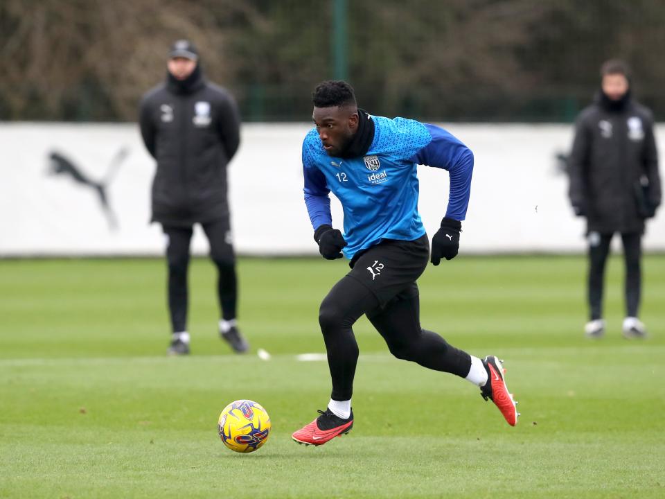 Albion players in training ahead of the clash with Blackburn Rovers.
