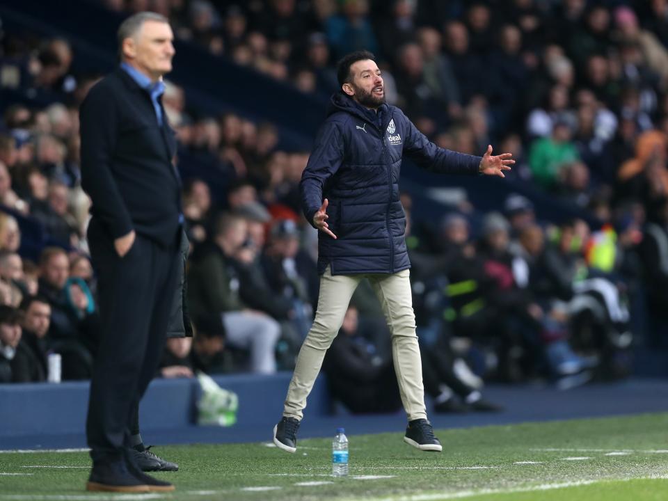 Carlos Corberán on the touchline against Blues
