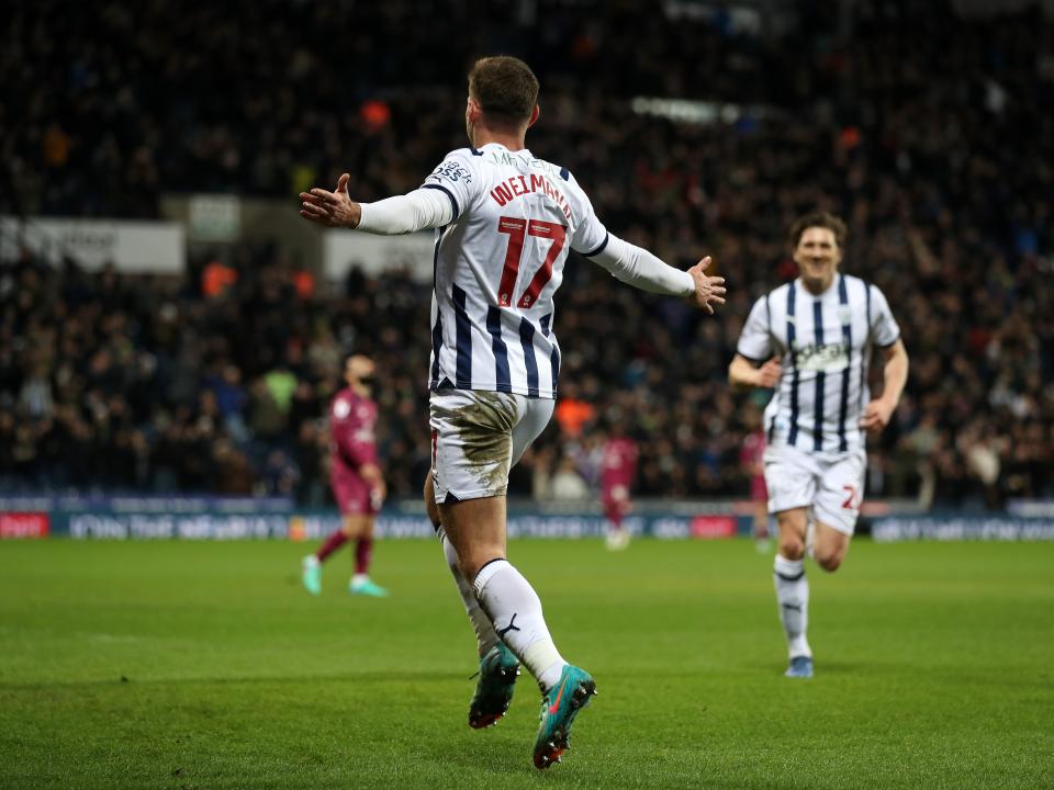 Andi Weimann celebrates scoring against Cardiff 