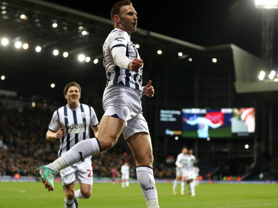 Andi Weimann celebrates scoring against Cardiff 