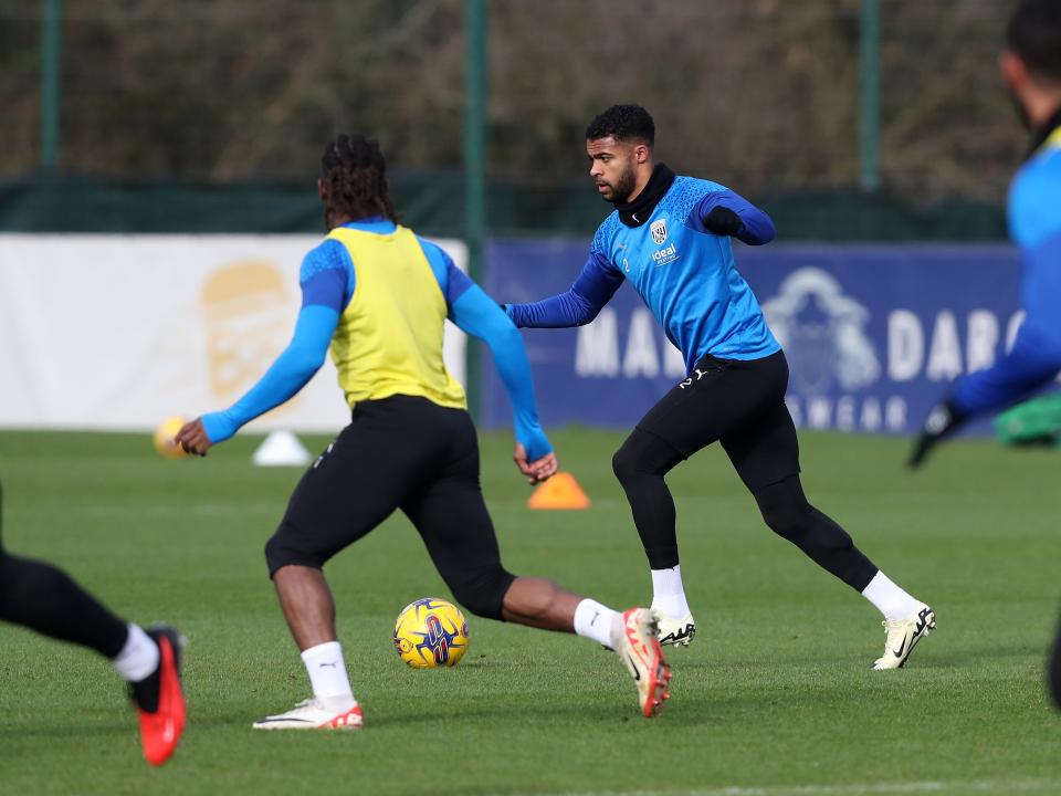 Darnell Furlong on the ball during training 