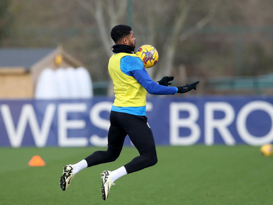 Darnell Furlong controls the ball on his chest during training 