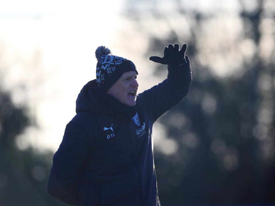 A photo of Albion U21s boss Richard Beale handing out instructions at the club's training ground
