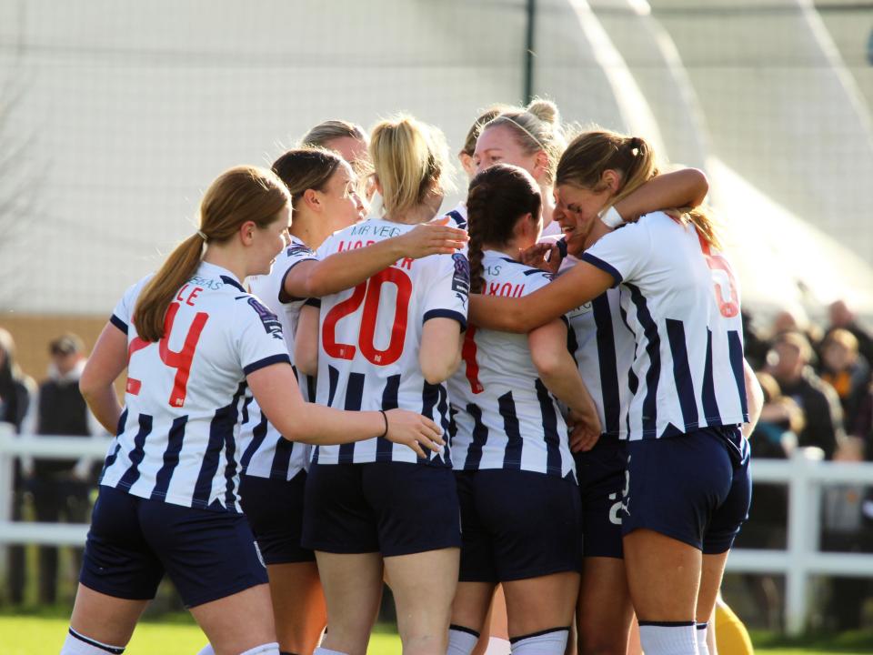 An image of Albion Women celebrating a goal