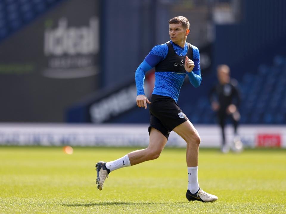 Conor Townsend watching play during a training session at The Hawthorns
