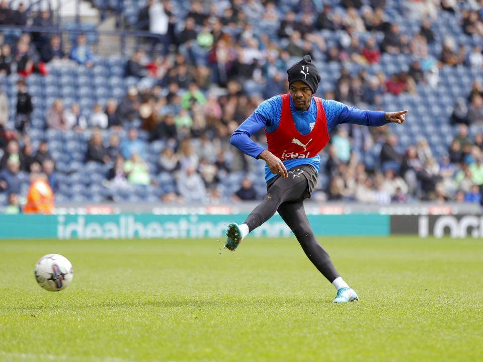 Grady Diangana shooting during a training session at The Hawthorns