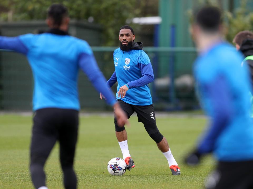 Yann M'Vila on the ball during a training session
