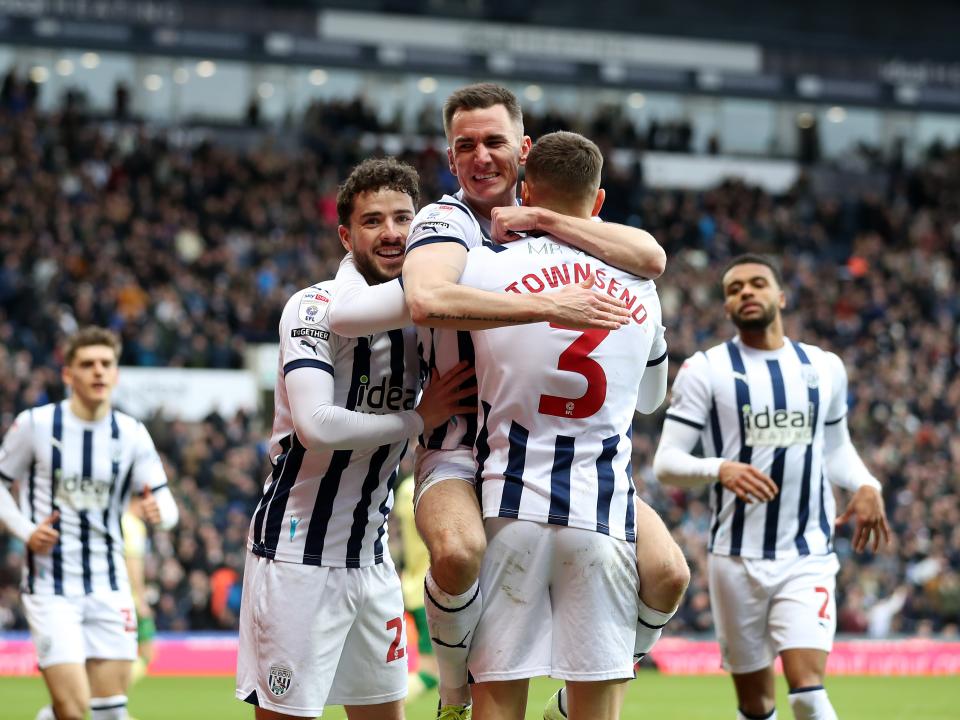 Jed Wallace celebrates scoring against Bristol City with Conor Townsend