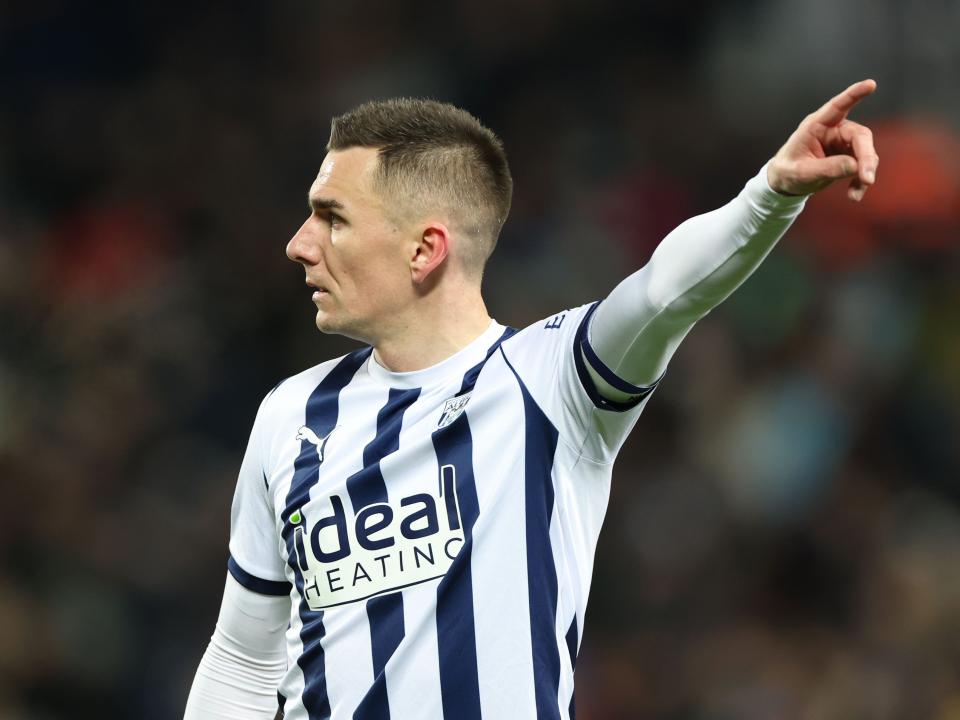 Jed Wallace pointing to his left during the game against Coventry 