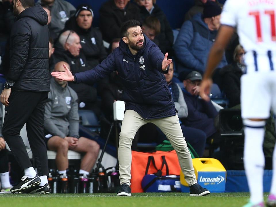 Carlos Corberán on the sideline against Bristol City
