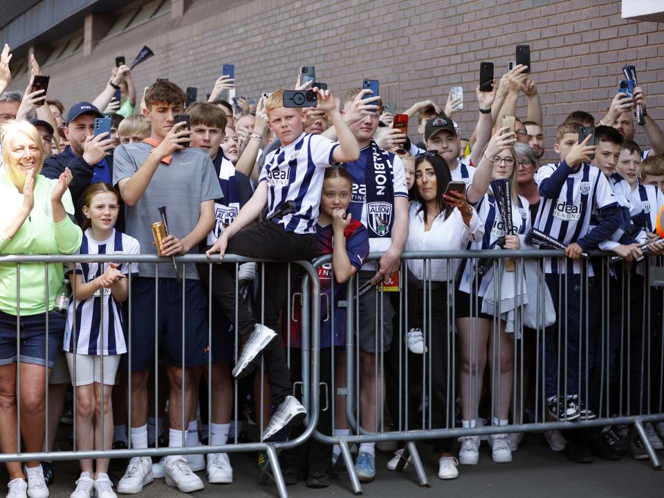 A general view of Albion supporters outside the stadium before the match against Southampton at The Hawthorns