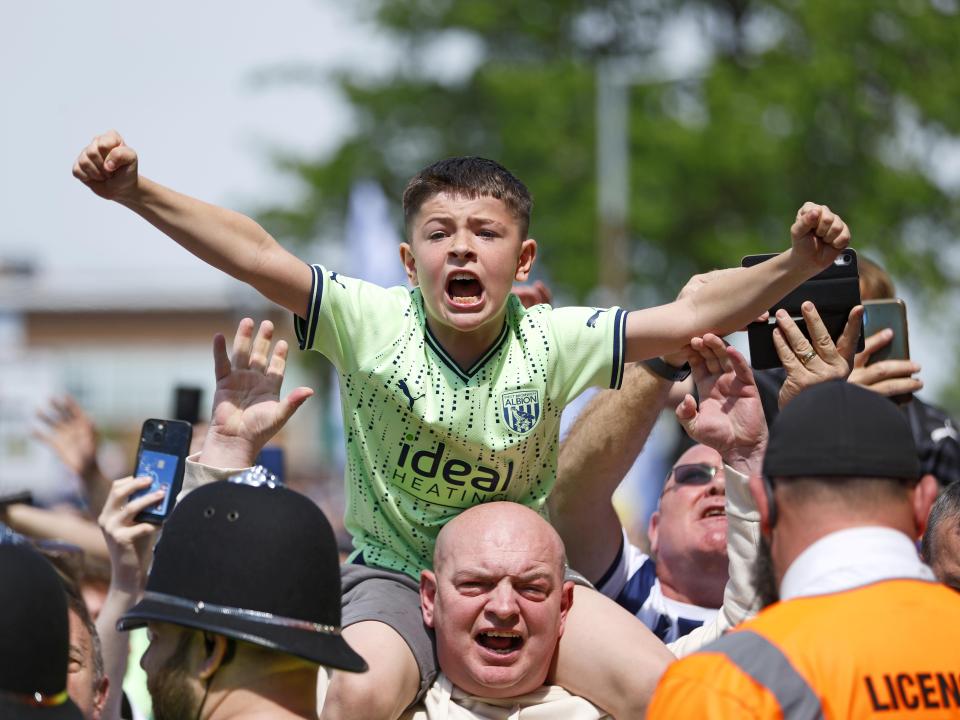 A general view of Albion supporters outside the stadium before the match against Southampton at The Hawthorns