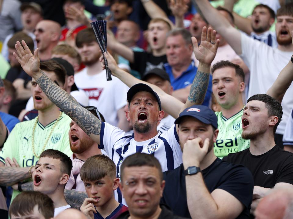 A general view of West Bromwich Albion fans cheering on their side against Southampton at The Hawthorns