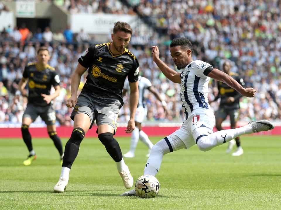 Grady Diangana on the ball against Southampton at The Hawthorns