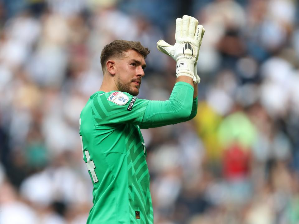 Alex Palmer applauding supporters after the full-time whistle against Southampton